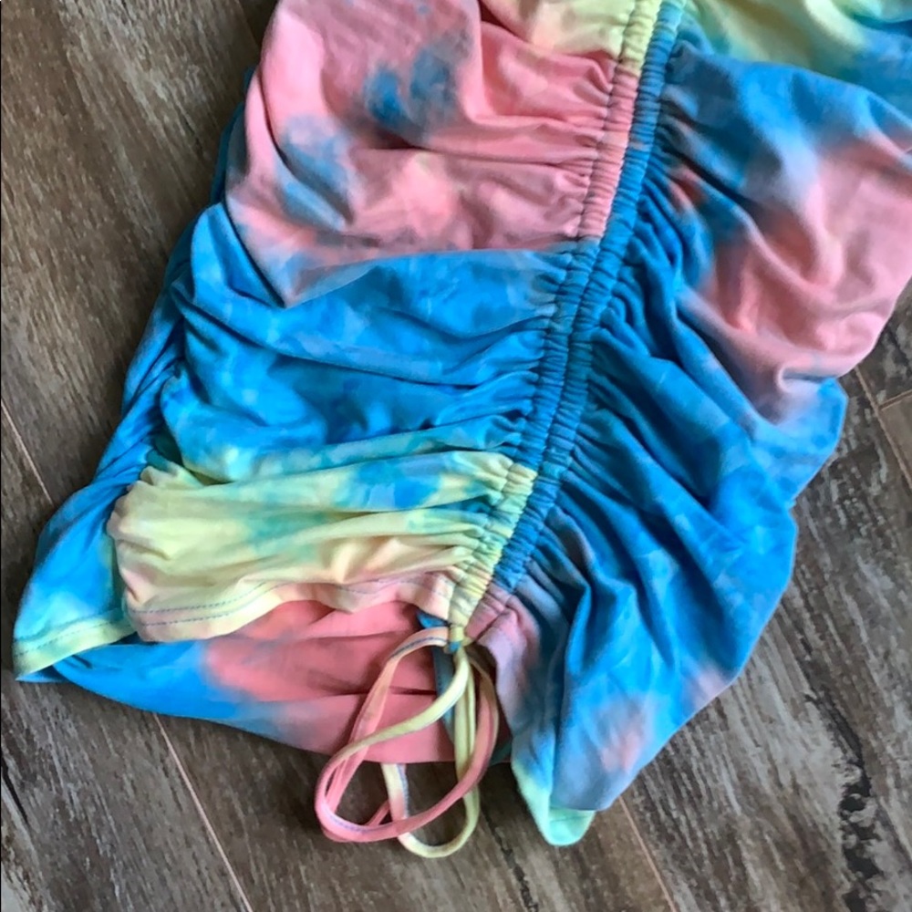 Tie dye pink blue ruched tank beach dress - Picture 5 of 5